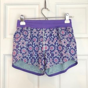 LULULEMON shorts - blue/purple/pink floral pattern